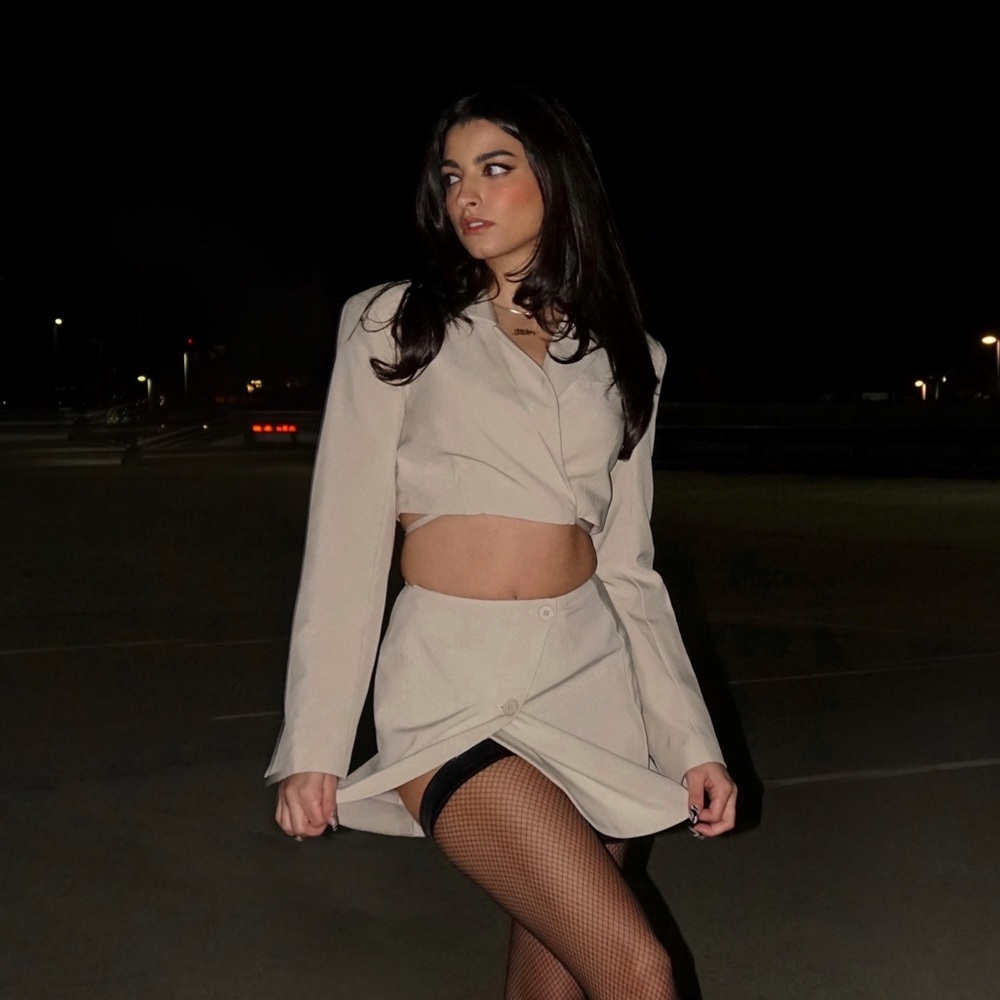 Cropped blazer and skirt set